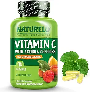 Unlock Natural Immunity with NATURELO Vitamin C: Organic Acerola Cherry & Citrus Bioflavonoids