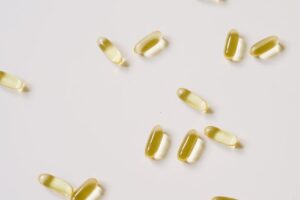 close up of medicine capsules on table