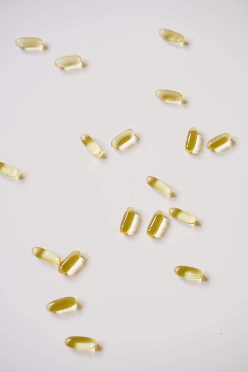 close up of medicine capsules on table