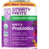 SmartyPants Organic Toddler Multivitamin Gummies: Probiotics, Omega 3 (ALA), Vitamin D3, C, Vitamin B12, B6, A, K & Zinc, Beta Carotene, Gluten Free, Three Fruit Flavors, 60 Count (30 Day Supply)