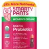 SmartyPants Organic Women's Multivitamin Gummies: Biotin, Probiotics, Methylfolate, Omega 3 (ALA), Vitamin D3, C, Vitamin B12, B6, A, K & Zinc, Inositol, Gluten Free, 120 Count (30 Day Supply)