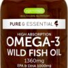 Igennus Ultra Pure Omega 3 Triglyceride rTG Wild Fish Oil 1360mg, IFOS Certified, for Women &...