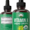 USDA Organic Vitamin A Liquid Drops Supplement. Vegan High Bioavailability For Eye, Skin, and Bone Health. For Adults, Men, Women, Kids. Organic Vit A Oil Retinyl Palmitate. Gluten Free, Zero Sugar