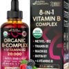 USDA Organic Vitamin B-Complex B5 Pantothenic Acid | B12 Methylcobalamin | B1 Thiamine | B6 Pyridoxine | B7 Biotin | B9 Folic | B3 Niacinamide - B Complex Liquid Drops, Made in USA Supplement, 2fl oz