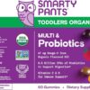 SmartyPants Organic Toddler Multivitamin Gummies: Probiotics, Omega 3 (ALA), Vitamin D3, C, Vitamin B12, B6, A, K & Zinc, Beta Carotene, Gluten Free, Three Fruit Flavors, 60 Count (30 Day Supply)