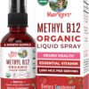 MaryRuth Organics Vitamin B12 Liquid Spray | Vegan, Non-GMO, Gluten-Free | USDA Organic Supplement | Energy & Nervous System Support | B12 Vitamins for Women & Men | 1,500 mcg | 1 Fl Oz