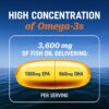 Triple Strength Omega 3 Fish Oil 3600 mg | EPA & DHA | Over 2100mg Omega-3 Fatty Acids | 1300mg…