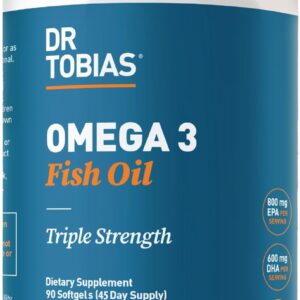 Dr. Tobias Omega 3 Fish Oil, 2000mg Triple Strength with 800mg EPA 600mg DHA Per Serving, Fish...