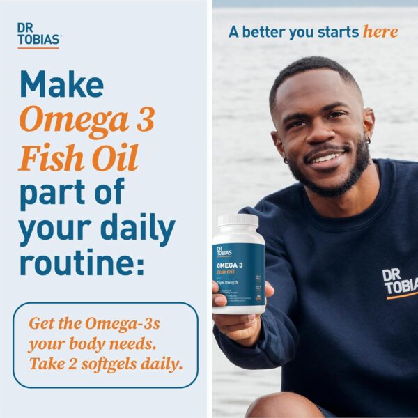 Dr. Tobias Omega 3 Fish Oil, 2000mg Triple Strength with 800mg EPA 600mg DHA Per Serving, Fish…