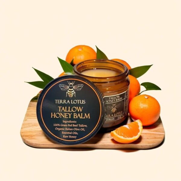 Organic Grass-Fed Beef Tallow Balm with Raw Honey – Moisturizing Cream for Soft, Smooth Skin -…