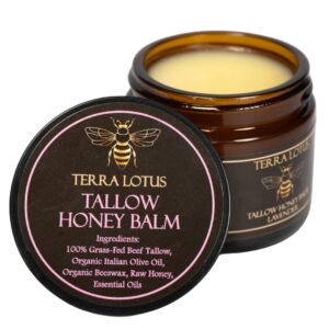 Organic Grass-Fed Beef Tallow Balm with Raw Honey - Moisturizing Cream for Soft, Smooth Skin -...