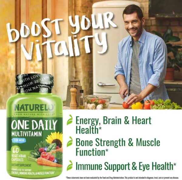 NATURELO Mens Multivitamins – One Daily Multivitamin for Men with Vitamins, Minerals & Organic…