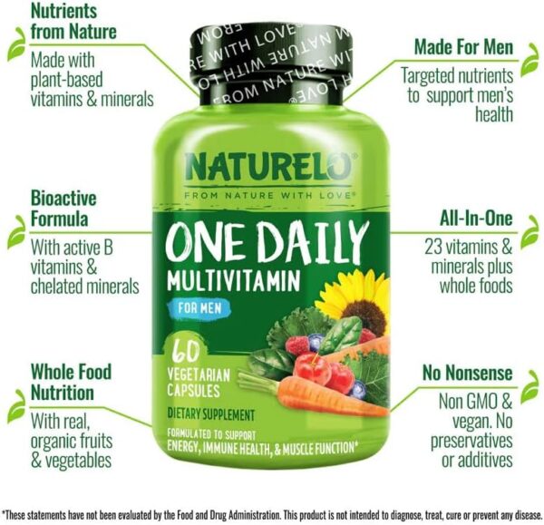 NATURELO Mens Multivitamins – One Daily Multivitamin for Men with Vitamins, Minerals & Organic…