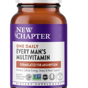 New Chapter Men's Multivitamin for Immune, Stress, Heart + Energy Support with Fermented...