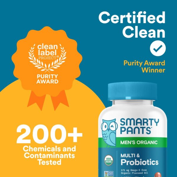 SmartyPants Multivitamin for Men, Organic Gummies: Probiotics, CoQ10, Methylfolate, Omega 3…