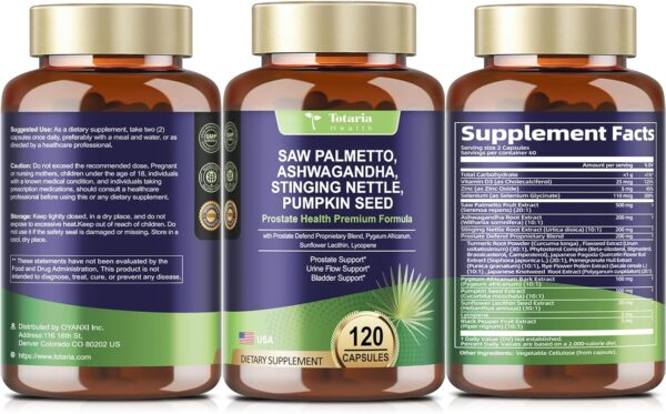 Organic Saw Palmetto – Prostate Health Supplements for Men with Ashwagandha Root, Stinging…