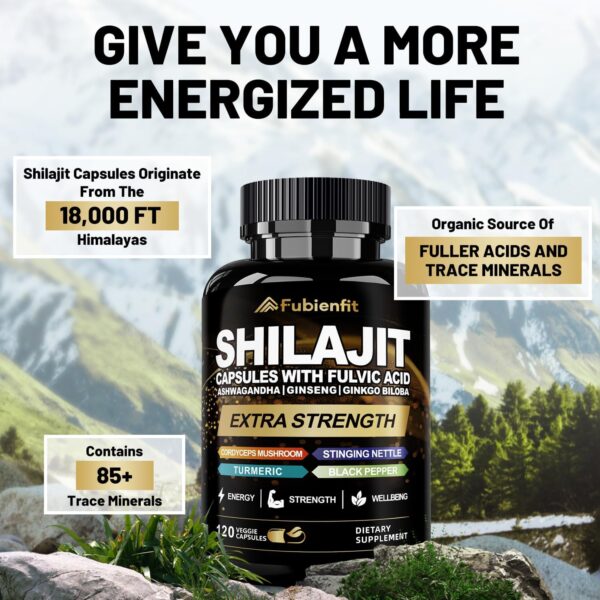 Shilajit Capsules – Premium Shilajit for Men – with Ashwagandha Ginseng and More Fulvic Acid for…