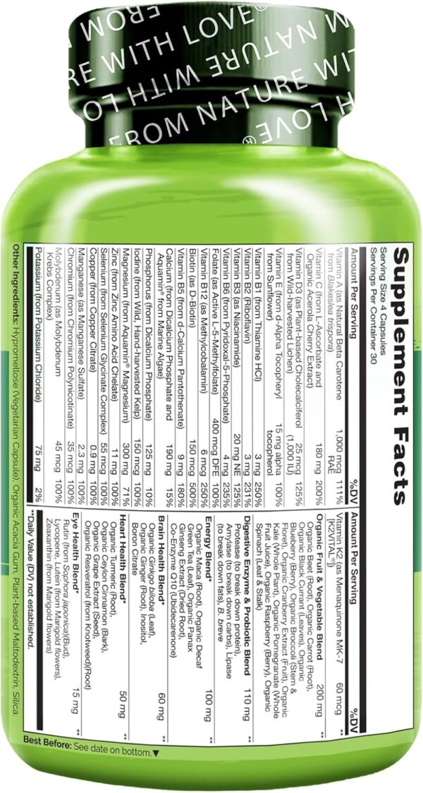 NATURELO Mens Multivitamins – Whole Food Multivitamin for Men with Vitamins, Minerals – 120…