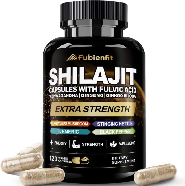 Shilajit Capsules - Premium Shilajit for Men - with Ashwagandha Ginseng and More Fulvic Acid for...