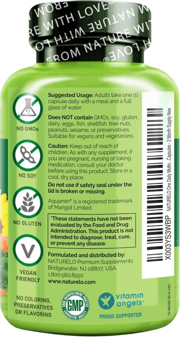 NATURELO Mens Multivitamins for Men 50+ – One Daily Multivitamin for Men with Vitamins, Minerals…