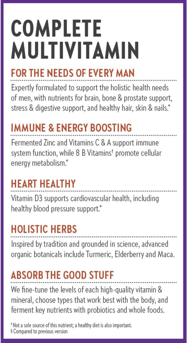 New Chapter Men’s Multivitamin for Immune, Stress, Heart + Energy Support with Fermented…