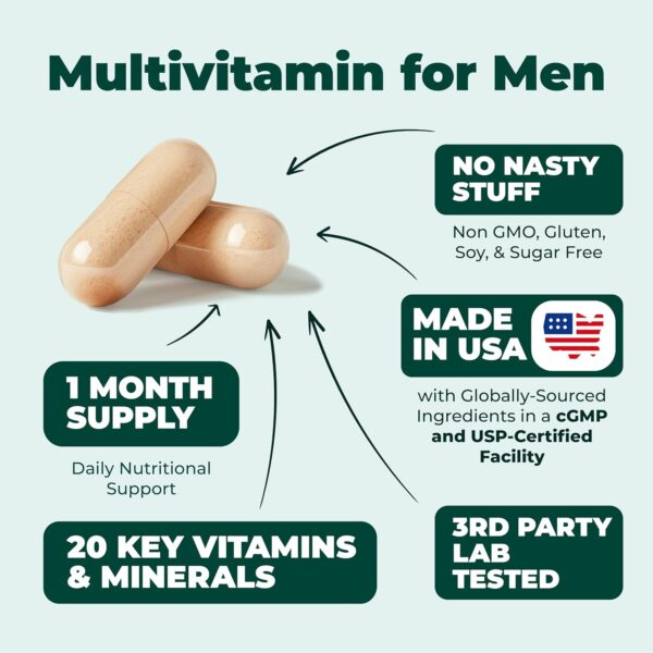Multivitamin for Men – Daily Mens Multivitamins & Multiminerals with Vitamin D, Vitamin C, B12…