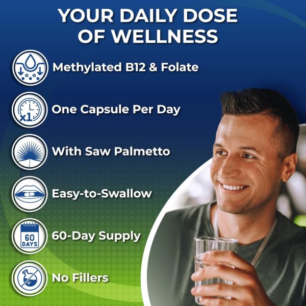 Men’s Daily Multivitamin  Vegan Methylated Multivitamin for Men with Saw Palmetto, Biotin,…