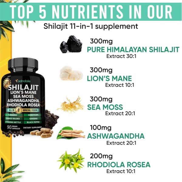 Shilajit Ultra Force 11-in-1. Pure Himalayan Organic Shilajit for Men and Women Capsules with…