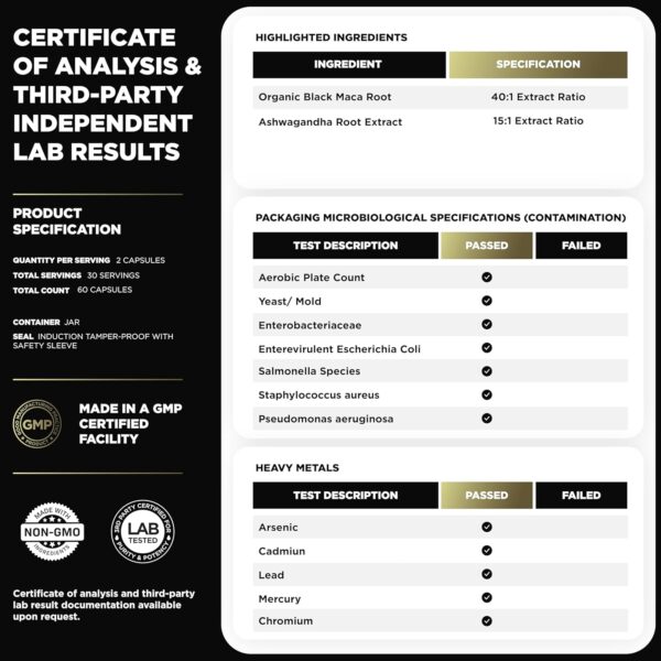 ELMNT 40,000mg 40x Strength Organic Black Maca Root + Ashwagandha – #1 Highest Potency Black…