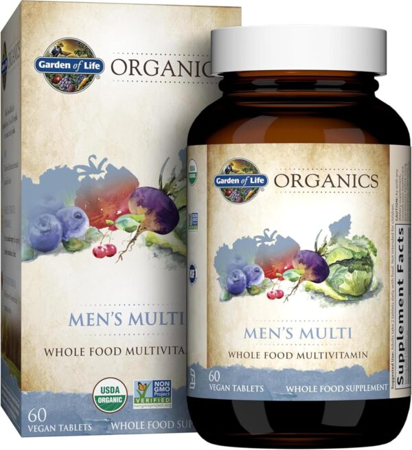 Garden of Life Organics Whole Food Multivitamin for Men, 60 Tablets, Vegan Mens Vitamins and...