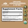 Organic Ashwagandha 2,100 mg – 100 Veggie Capsules Pure Organic Ashwagandha Powder and Root…