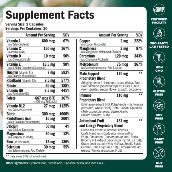 Multivitamin for Men – Daily Mens Multivitamins & Multiminerals with Vitamin D, Vitamin C, B12…
