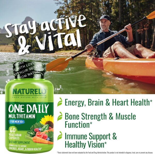 NATURELO Mens Multivitamins for Men 50+ – One Daily Multivitamin for Men with Vitamins, Minerals…